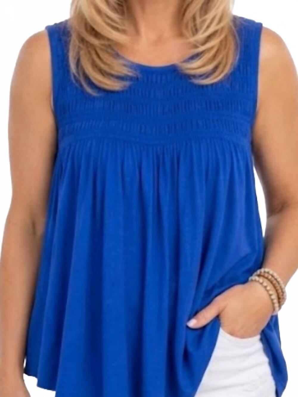 NEW ALLIE ROSE sydney smocked top in cobalt blue